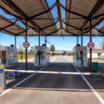 Border crossing checkpoint on a sunny day