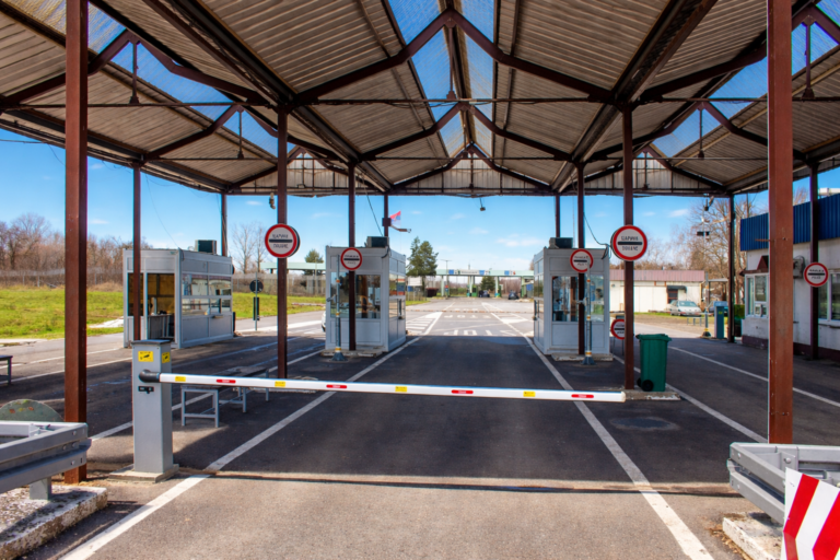Border crossing checkpoint on a sunny day