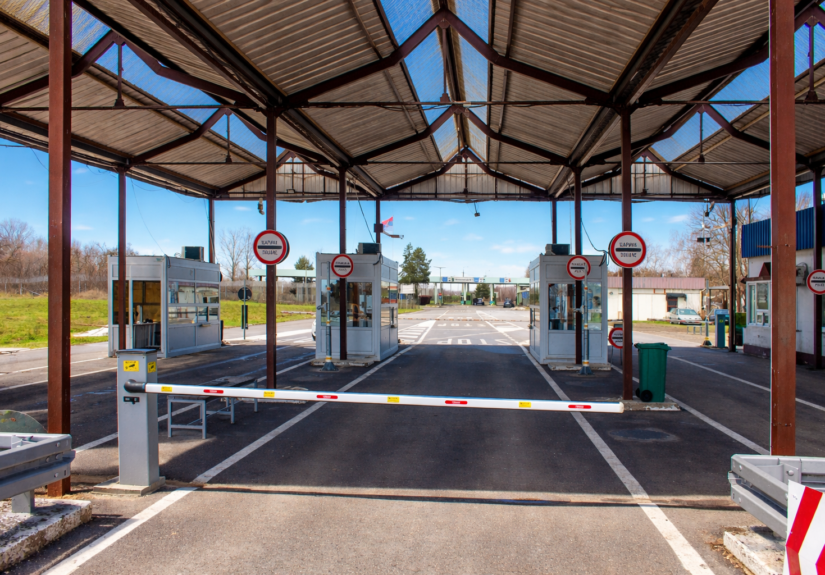 Border crossing checkpoint on a sunny day