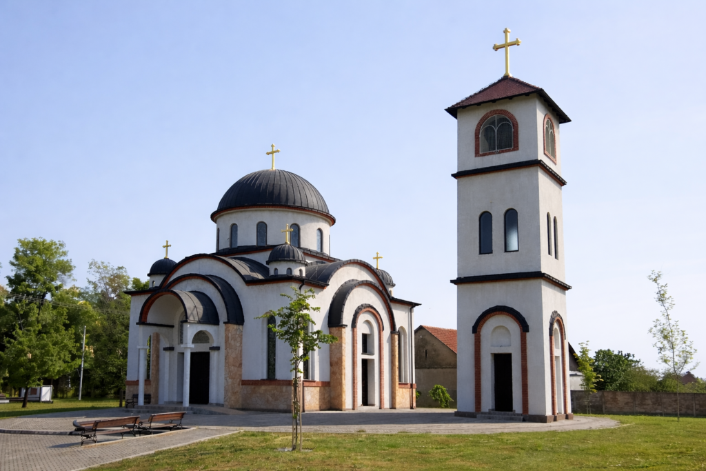 Orthodox church with slender bell tower
