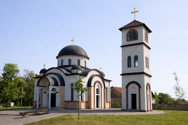 Orthodox church with slender bell tower